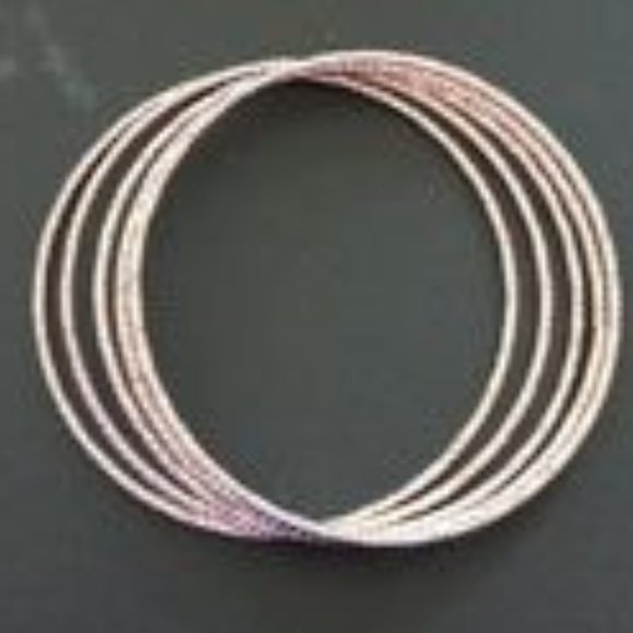 Rose Gold Bangle Bracelets Stackable Set of 5 - Picture 2 of 4